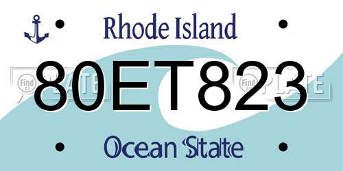 80ET823 Rhode Island License Plate
