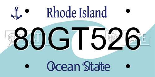 80GT526 Rhode Island License Plate