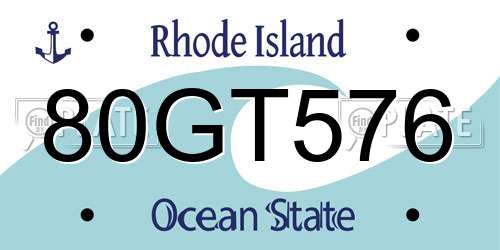80GT576 Rhode Island License Plate