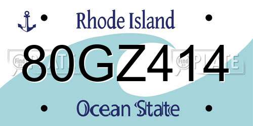 80GZ414 Rhode Island License Plate