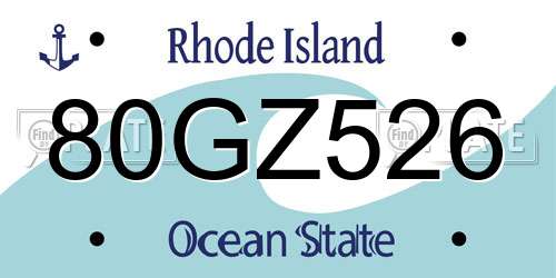 80GZ526 Rhode Island License Plate