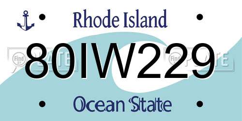 80IW229 Rhode Island License Plate