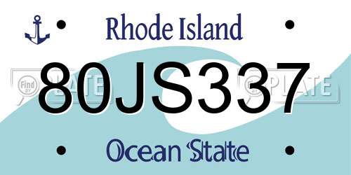 80JS337 Rhode Island License Plate
