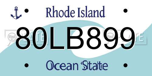 80LB899 Rhode Island License Plate