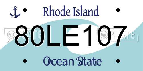 80LE107 Rhode Island License Plate