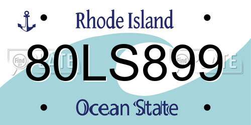 80LS899 Rhode Island License Plate