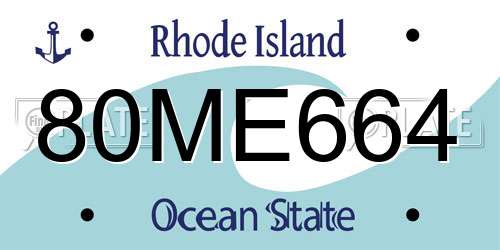 80ME664 Rhode Island License Plate