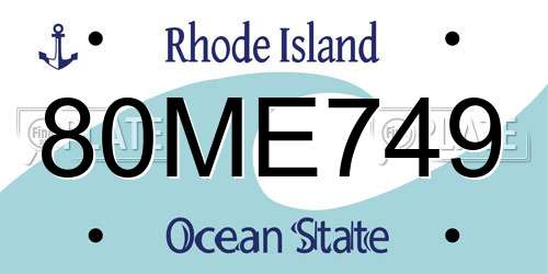80ME749 Rhode Island License Plate