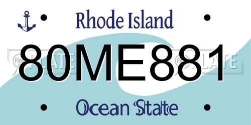 80ME881 Rhode Island License Plate