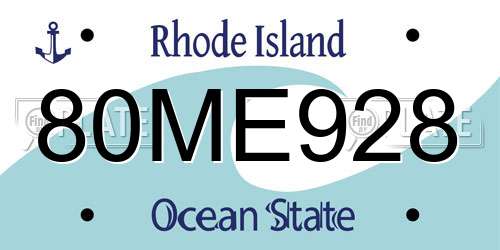 80ME928 Rhode Island License Plate