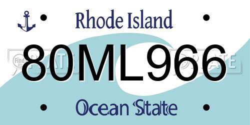 80ML966 Rhode Island License Plate
