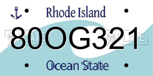 80OG321 Rhode Island License Plate