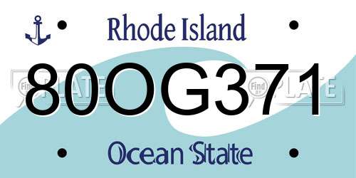 80OG371 Rhode Island License Plate