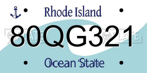 80QG321 Rhode Island License Plate