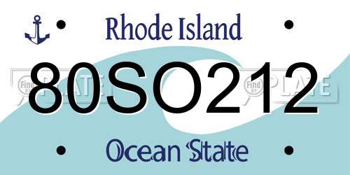 80SO212 Rhode Island License Plate