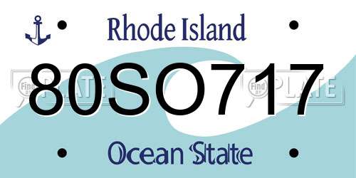 80SO717 Rhode Island License Plate