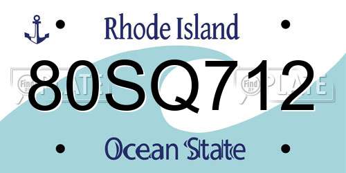 80SQ712 Rhode Island License Plate