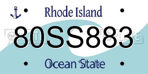 80SS883 Rhode Island License Plate