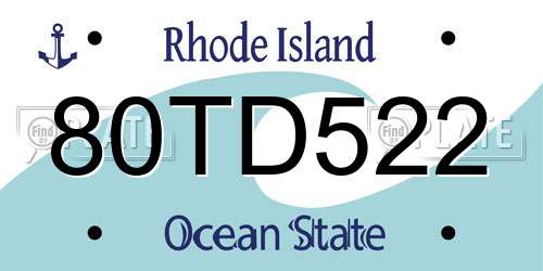 80TD522 Rhode Island License Plate