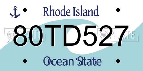 80TD527 Rhode Island License Plate