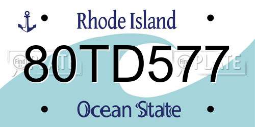 80TD577 Rhode Island License Plate
