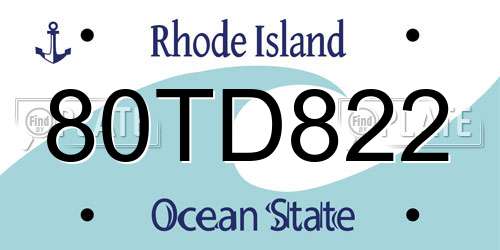 80TD822 Rhode Island License Plate