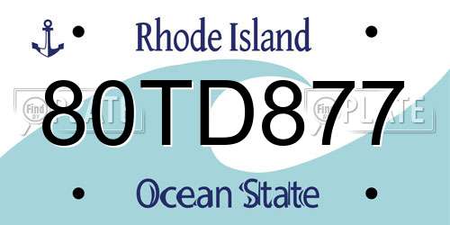 80TD877 Rhode Island License Plate