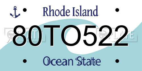80TO522 Rhode Island License Plate