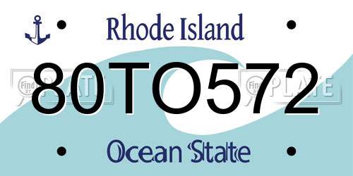 80TO572 Rhode Island License Plate