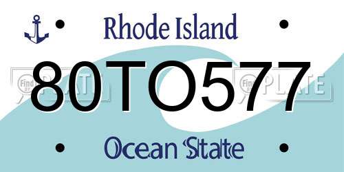 80TO577 Rhode Island License Plate