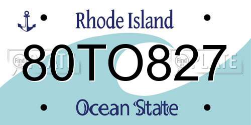 80TO827 Rhode Island License Plate