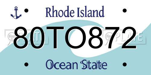 80TO872 Rhode Island License Plate