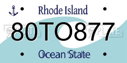 80TO877 Rhode Island License Plate