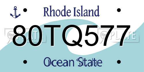 80TQ577 Rhode Island License Plate