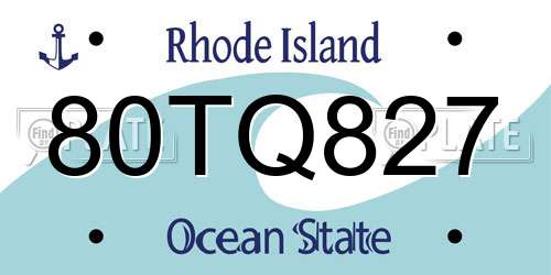 80TQ827 Rhode Island License Plate
