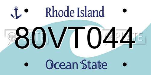 80VT044 Rhode Island License Plate