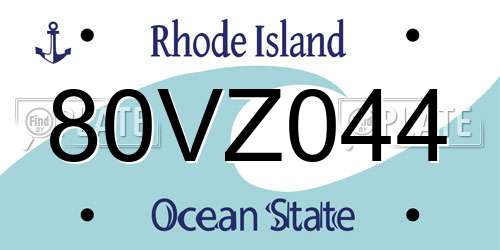 80VZ044 Rhode Island License Plate