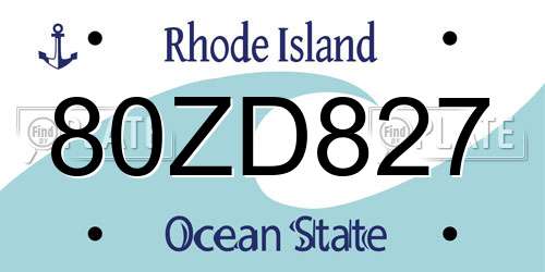80ZD827 Rhode Island License Plate