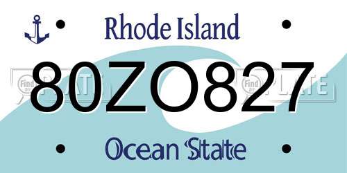 80ZO827 Rhode Island License Plate