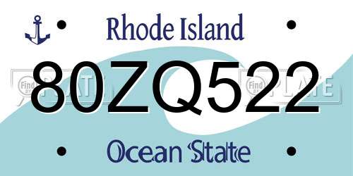 80ZQ522 Rhode Island License Plate