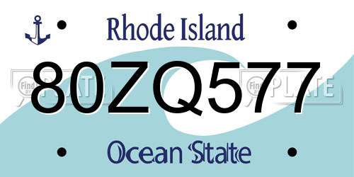 80ZQ577 Rhode Island License Plate