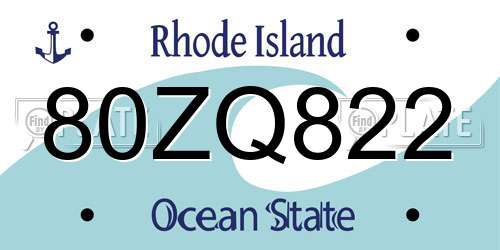 80ZQ822 Rhode Island License Plate