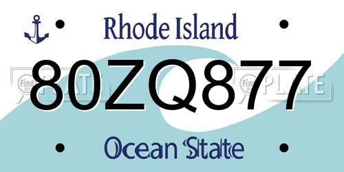 80ZQ877 Rhode Island License Plate