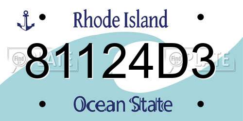 81124D3 Rhode Island License Plate