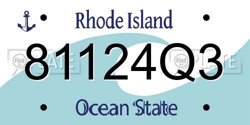 81124Q3 Rhode Island License Plate