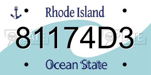 81174D3 Rhode Island License Plate