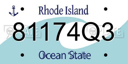81174Q3 Rhode Island License Plate