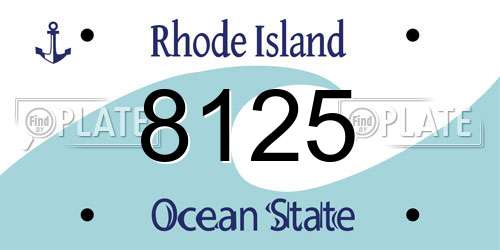 8125 Rhode Island License Plate