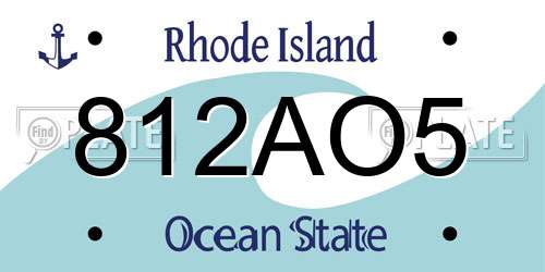 812AO5 Rhode Island License Plate