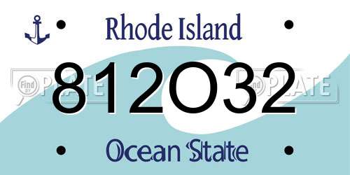 812O32 Rhode Island License Plate